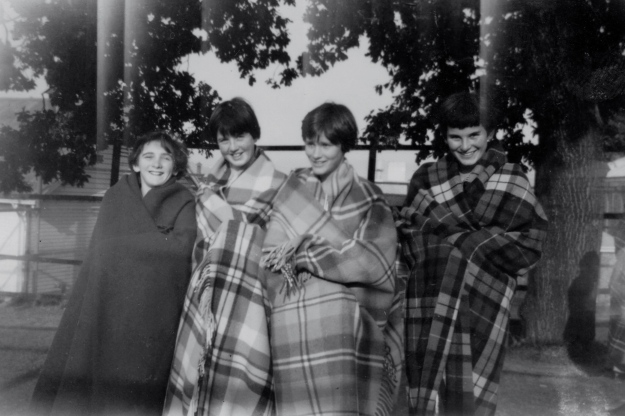 Helen, Prue, Robin and Mandy wrapped against the cold.