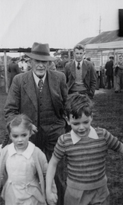 Grandfather K Barbara and Clive at the Devonport Show 1950/51